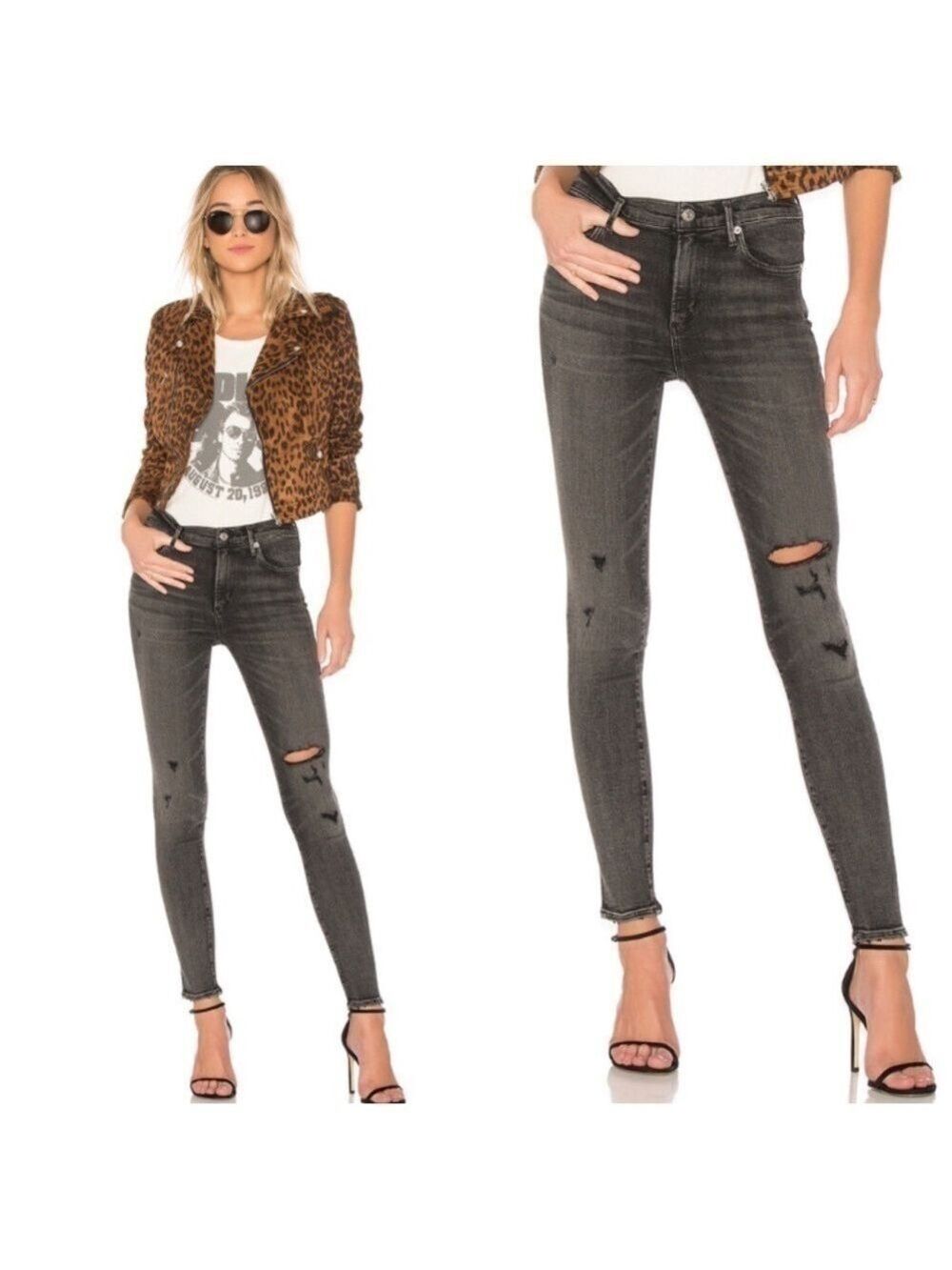 Agolde Sophie Distressed Skinny Jeans in Silence Black